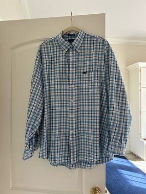 Men’s Faconnable Classic Blue Plaid Button-Down Shirt